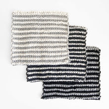 Load image into Gallery viewer, Static Knit Dishcloths, Set of Three, Black, Grey &amp; White

