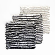 Load image into Gallery viewer, Static Knit Dishcloths, Set of Three, Black, Grey &amp; White
