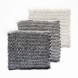 Static Knit Dishcloths, Set of Three, Black, Grey & White