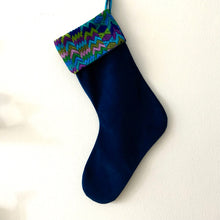 Load image into Gallery viewer, Second-life Stocking, Velvet, Navy/Turqouise
