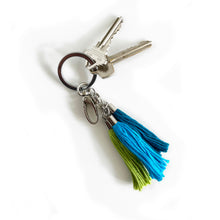 Load image into Gallery viewer, Triple Tassel Key Chain, Teal, Turquoise &amp; Lime
