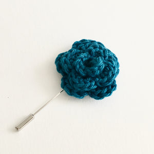 Lapel Bloom with Long Pin, Teal