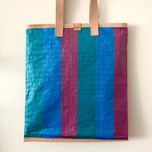 Load image into Gallery viewer, Essential Tote, Teal, Aqua &amp; Purple, Natural
