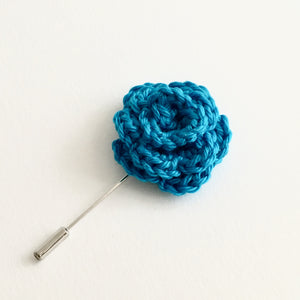 Lapel Bloom with Long Pin, Turquoise