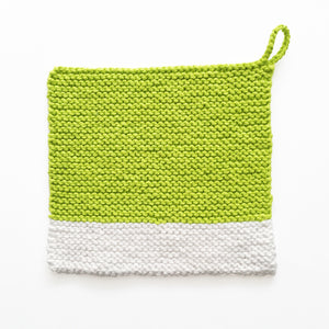 Chartreuse colour chip pot holder, hand crocheted in Toronto | TONEtexiles.ca