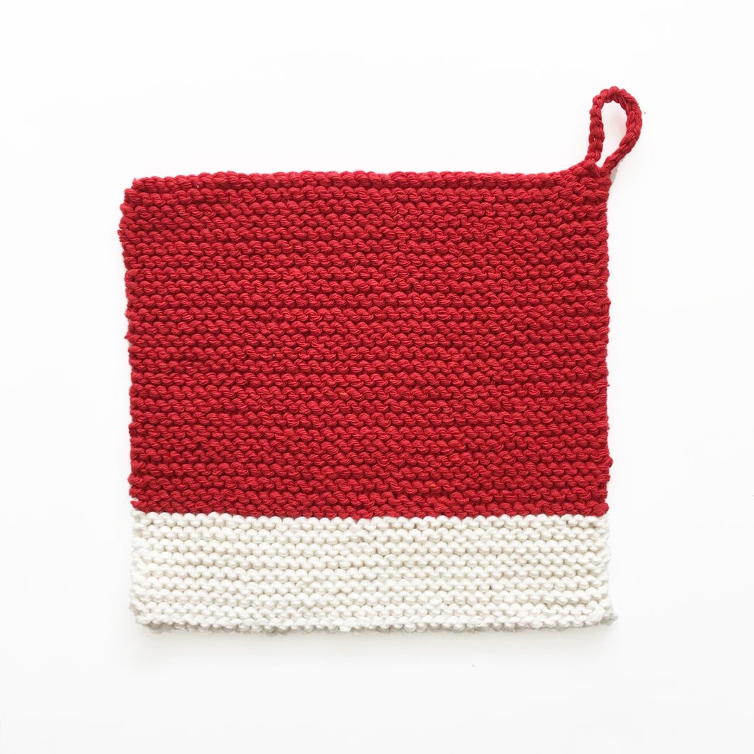 Colour Chip Pot Holder/Dish Cloth, Red
