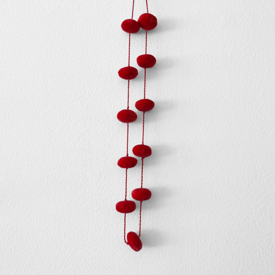 Pompom Necklace, Red