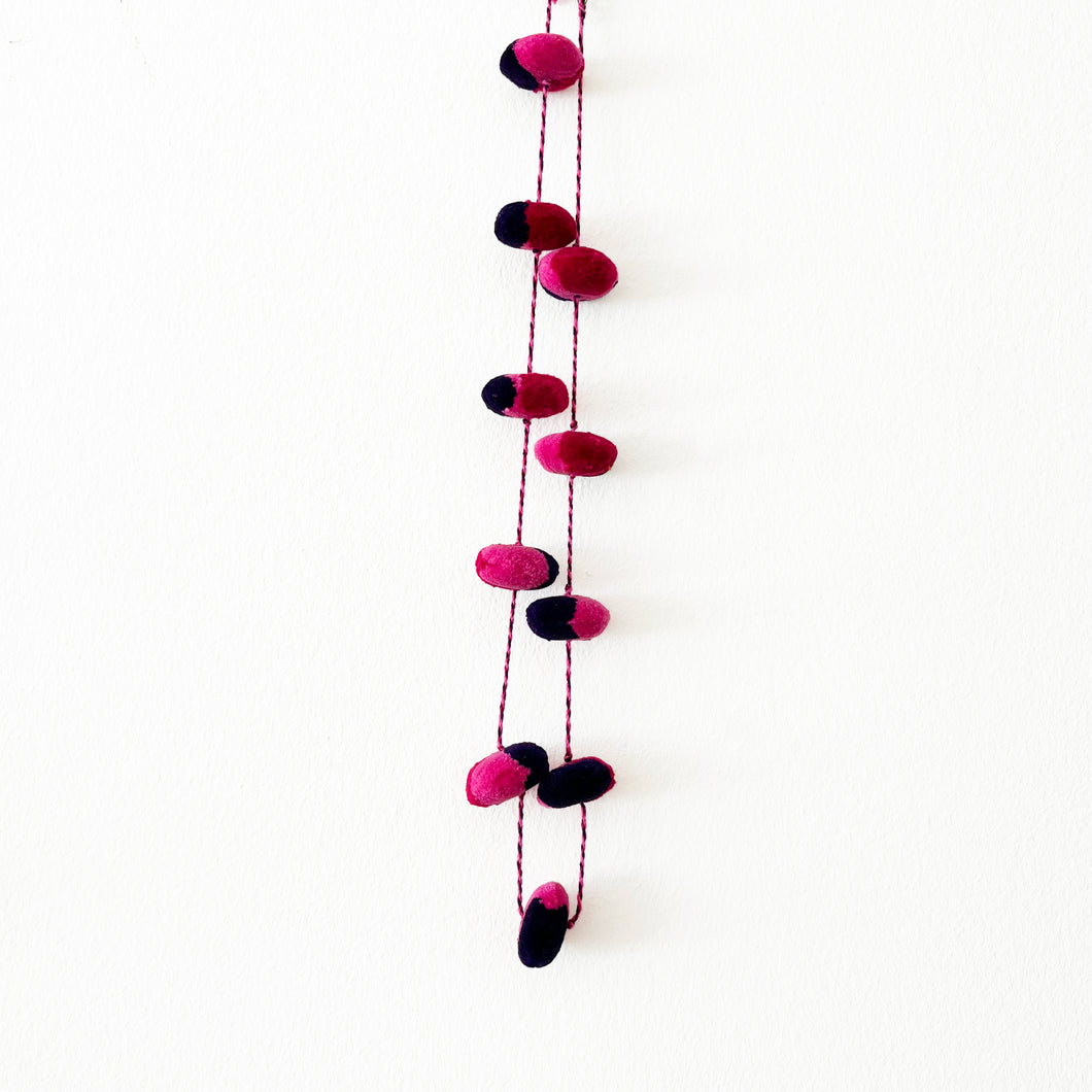 Pompom Necklace, Purple/Fuchsia/Pink
